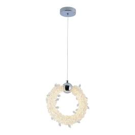 Pendente LED Redondo 3000K 14W Bivolt Ø25cm Metal e Cristal Cromado