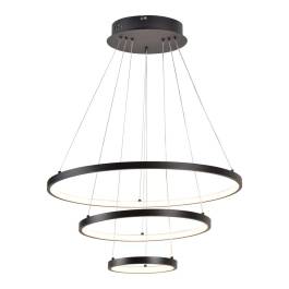 Pendente LED Redondo Triplo 3000K 60W Bivolt Ø60cm Ferro e Silicone Preto