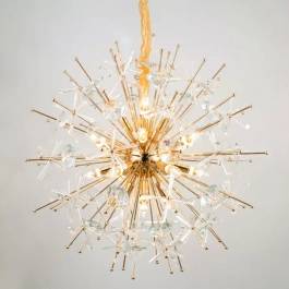 Pendente Ø80cm Metal e Cristal Dourado