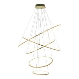 Pendente LED Redondo Quíntuplo 3000K 123W Bivolt Ø120cm Inox e Silicone Champanhe