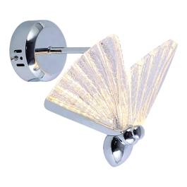 Arandela de Parede LED Borboleta 3000K 6W Bivolt 17x15cm Metal e Acrílico Cromado
