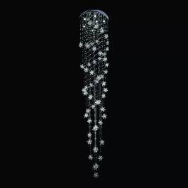 Plafon de Sobrepor 300xØ65cm Inox e Cristal Cromado e Transparente