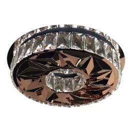 Plafon de Sobrepor LED Redondo 6000K 20W Bivolt Ø35cm Inox e Cristal Cromado e Transparente