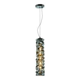 Pendente 50xØ12cm Metal e Vidro Cromado e Fumê