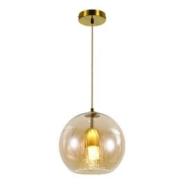 Pendente Ø20cm Metal e Vidro Bronze e Âmbar