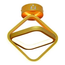 Plafon de Sobrepor LED Quadrado 3000K 24W Bivolt 26x26x20cm Alumínio e Silicone Dourado