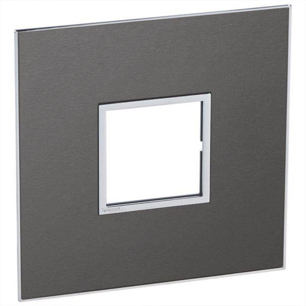 Placa 2 Postos 4X4 Quadrados Black Brushed Arteor