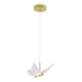 Pendente LED Mini Borboleta 3000K 8W Bivolt 24x14cm Metal e Acrílico Dourado