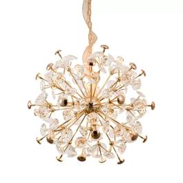 Pendente Ø72cm Metal e Cristal Dourado e Transparente