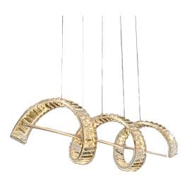 Pendente LED 3000K 56W Bivolt 30x100x30cm Metal e Cristal Dourado