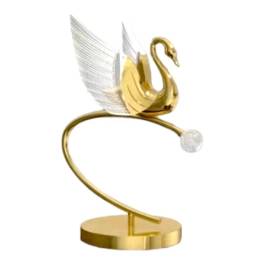 Luminária de Mesa LED Cisne 3000K 6W Bivolt 39x22x25cm Metal e Acrílico Dourado