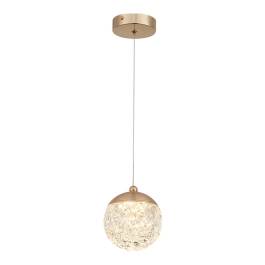 Pendente LED 3000K 5W Bivolt Ø13x13cm Metal e Cristal Dourado