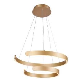 Pendente LED Redondo Duplo 3000K 60W Bivolt Ø60cm Alumínio e Silicone Dourado