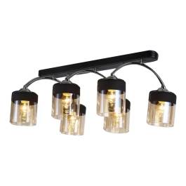 Plafon de Sobrepor 57x25cm Metal e Vidro Preto e Cromado - Sindora Iluminação DCD01312-6