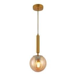 Pendente Ø15x30cm Metal e Vidro Dourado e Champanhe