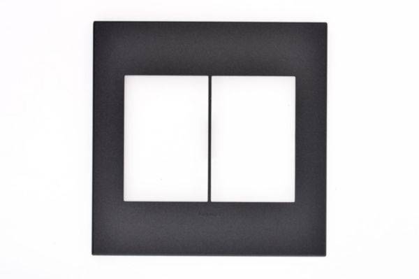 Placa 3+3 Postos 4X4 Quadrados Graphite Arteor
