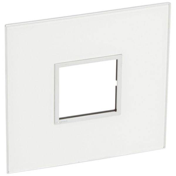 Arteor - Placa 2 postos 4x4 quadrada - Espelho branco - Instalação à face - Fecho rápido