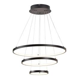 Pendente LED Redondo 3000K/4000K/6000K Multitemperatura 76W Bivolt Ø60cm Alumínio e Silicone Preto