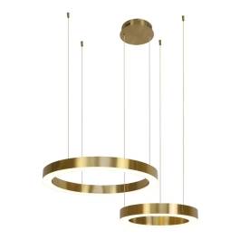Conjunto de Pendentes LED Redondo 3500K 63W Bivolt Ø60cm Inox e Acrílico Bronze