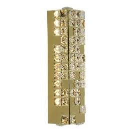 Arandela de Parede LED 3000K 16W Bivolt 44x12cm Inox e Cristal Dourado