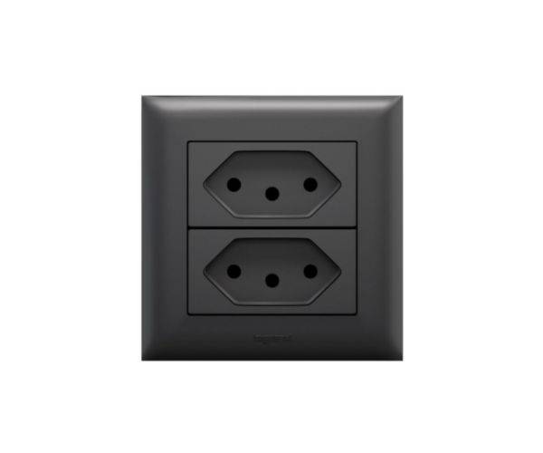 Placa Para Movel 2 Postos Preta - Pial Plus+