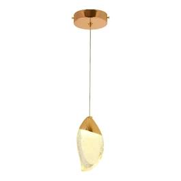 Pendente LED 3000K 5W Bivolt Ø11x19cm Metal e Cristal Dourado e Transparente