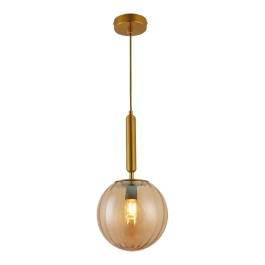 Pendente Ø20x35cm Metal e Vidro Dourado e Champanhe