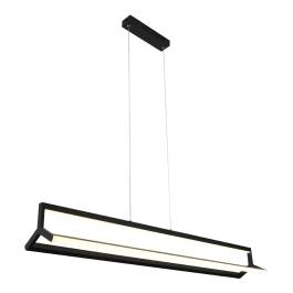 Pendente LED Retangular 3000K 37W Bivolt 15x100x15cm Metal e Silicone Preto