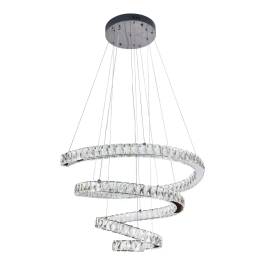 Pendente LED 3000K/4000K/6000K Multitemperatura 120W Bivolt Ø75cm Metal e Cristal Cromado