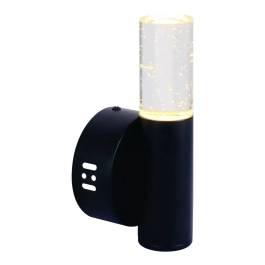 Arandela de Parede LED 3000K 5W Bivolt 20xØ10cm Metal e Cristal Preto