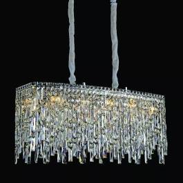 Lustre Pendente 45x98x34cm Metal e Cristal Cromado e Transparente