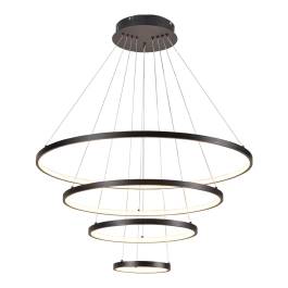 Pendente LED Redondo 3000K/4000K/6000K Multitemperatura 127W Bivolt Ø80cm Alumínio e Silicone Preto