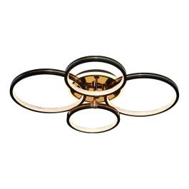 Plafon de Sobrepor LED Quádruplo 3000K 90W Bivolt 70x70cm Metal e Acrílico Preto
