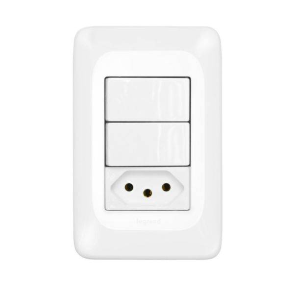 2 Interruptores Simples + 1 Tomada 2P+T 10A 4X2 -