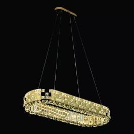 Lustre Pendente LED 3000K 74W Bivolt 82x31cm Inox e Cristal Dourado e Transparente