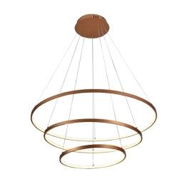 Pendente LED Redondo Triplo 3000K 90W Bivolt Ø80cm Alumínio e Silicone Dourado