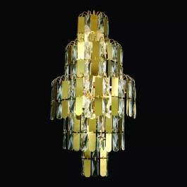 Arandela de Parede 73x40cm Inox e Cristal Dourado e Transparente