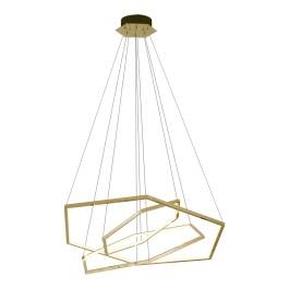 Pendente LED Sextavado Triplo 3000K 68W Bivolt 91x91cm Inox e Silicone Champanhe