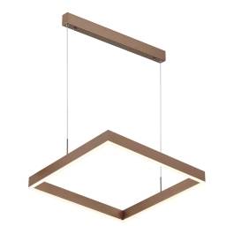 Pendente LED Quadrado 3000K 64W Bivolt 80x80cm Metal e Acrílico Dourado