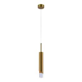 Pendente LED 3000K 5W Bivolt 40xØ5cm Metal e Cristal Dourado