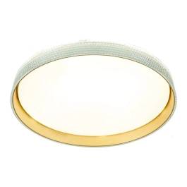 Plafon de Sobrepor LED Redondo 3000K/4500K/6500K Multitemperatura 60W Bivolt Ø40x7,6cm Metal e Acrílico Dourado