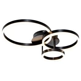 Plafon de Sobrepor LED Redondo Triplo 3000K 57W Bivolt Ø90cm Metal e Acrílico Preto