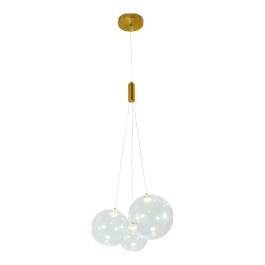 Conjunto de Pendentes LED 3000K 15W Bivolt Ø33x25cm Metal e Vidro Bronze e Transparente