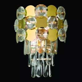 Arandela de Parede 28cm Metal e Cristal Dourado e Transparente