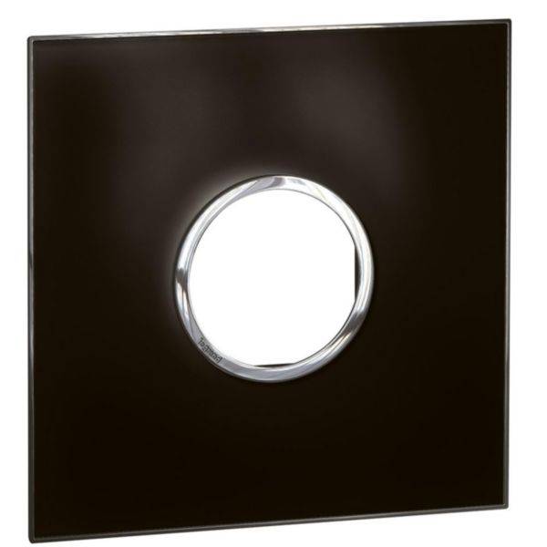 Arteor - Placa 2 postos 4x4inches redondos - Espelho preto - Acrílico brilhante - Fixação snap