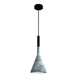 Pendente Cônico Ø15x35cm Metal e Concreto Branco e Preto