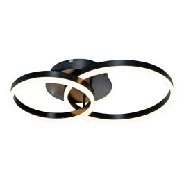 Plafon de Sobrepor LED Redondo Duplo 3000K 44W Bivolt Ø70cm Metal e Acrílico Preto
