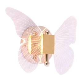 Arandela de Parede LED Mini Borboleta 3000K 6W Bivolt 24x18cm Metal e Acrílico Dourado