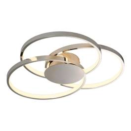 Plafon de Sobrepor LED Redondo Triplo 3000K 50W Bivolt Ø62x5cm Metal e Silicone Cromado