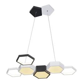 Pendente LED Colmeia 3000K 67W Bivolt 25x78x40cm Metal, Acrílico e Silicone Preto e Branco